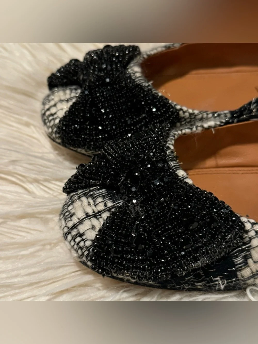 TORY BURCH |  CRYSTAL BOW BALLET~  WOOL CASTRES ~ Size 9